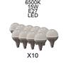 GENERICO Kit 10PZ Lampadine LED 15W 6500K E27