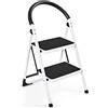 Hercules Scaletta Sgabello Pieghevole Antiscivolo 2 Gradini 150KG - Maniglione Ergonomico - SKU: HS-150KG-P