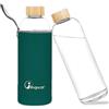 Bugucat Borraccia in Vetro 1L, Portatile Bottiglia d'Acqua Bottiglia Vetro Trasparente con Custodia Protettiva, Bottiglia Sportiva Borosilicato a Prova di Perdite per Bevande Calde e Fredde
