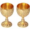 Wakects 2 Pezzi Calice di Vino Vintage Bicchiere da Vino in Ottone Calice da Vino Medievale in Metallo Vintage con Fiore in Rilievo Stile Europeo per Vino, Birra e Bevande (Oro)