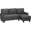HOMCOM Divano Letto 3 Posti con Chaise e Spazio Contenitore, in Tessuto Effetto Lino, 197x129x85 cm, Grigio Carbone | Aosom Italy