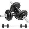 SPORTNOW Set Pesi e Bilanciere da 20kg con Impugnature Antiscivolo, 8 Dischi Pesi, Barra Bilanciere e 2 Barre Manubri in Acciaio | Aosom Italy
