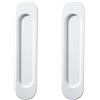 Biglumin 2 Pezzi Porta Scorrevole Autoadesiva, Maniglie a Incasso, Maniglia Porta Scorrevole, in lega di Alluminio Opaco con Manico Senza Punzonatura,Vetrine/148mm (Angolo arrotondato bianco)