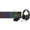 Gamdias Kit Periferiche Gaming Gamdias POSEIDON E2 3-IN-1 COMBO - Composto da: tastiera a membrana a 104 tasti retroilluminata, mouse cablato con sensore ottico 3600 DPI, cuffie da gaming dotate di driver da 50 mm