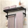 DDS-DUDES Portasciugamani neri per mensola asciugamani da bagno con doppie barre porta asciugamani da parete per lavabo con ganci in acciaio inox per hotel (nero opaco 38,1 cm)