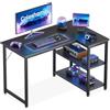 Coleshome Scrivania Gaming, 100x70cm Scrivania Angolare con Ripiano Portaoggetti Reversibile, Scrivanie a L Salvaspazio, Adatta come Scrivanie Computer Negli Angoli della Casa, Nero