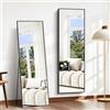 BONEWEI Specchio da Terra 147x44 cm, Specchio Rettangolare a Figura Intera con Cornice in Alluminio Nero, moderno grande specchio da parete in piedi o da appendere, per soggiorno, Spogliatoio