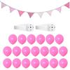 CHROMACRAFT 1 Gagliardetto Rosa, 20 Palloncini Rosa, 2 Ganci Autoadesivi, Gagliardetti Decorativi per La Cameretta dei Bambini, Set di Decorazioni Rosa per Il Compleanno delle Ragazze