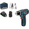 Bosch Professional Sistema 12V Trapano Avvitatore GSR 12V-15, Incl. Batteria 2x2.0 + Caricabatterie, Set Accessori 39 Pz., In Borsa, Amazon Exclusive Set