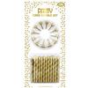 Eurowrap Clairefontaine 24324-GC - Set da 24 candele per compleanno metallizzate + 12 portacandele - COLORE: Oro Metalizzato- candele per compleanno, compleanno, Happy Birthday