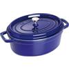 STAUB Cocotte, Casseruola in Ghisa 29 cm, 4,2 L, Induzione, Made in France | Coperchio Aroma Rain, Per Tutti i Piani Cottura, Ovale, Blu-Scuro