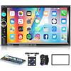 Hodozzy Autoradio 2 Din Bluetooth Stereo Auto 2 Din 7 Pollici Touch Screen Lettore MP5, Supporto Mirror Link/FM Radio/AUX/USB/TF/Controllo del Volante, Doppio Din Schermo Autoradio con Telecamera