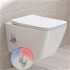 HOROW WC con ugello integrato, WC sospeso senza bordi, WC con funzione bidet, WC con rivestimento nano, doccia con rubinetto, sedile WC con abbassamento automatico, acqua fredda/calda, rettangolare