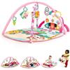 Bright Starts, Groovin' Kicks 4 in 1 - Tappetino da gioco per pianoforte e tamburo, motivo floreale, con 2 barrette giocattolo, neonato+
