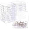 BENECREAT 18 Pack contenitori di plastica Trasparente per contenitori con Coperchio Pieghevole per Articoli, Pillole, Erbe, Perline Piccole, Gioielli Manualità e Altri Piccoli Oggetti 6.7x5.2x1.2cm