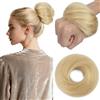 S-noilite Chignon di Capelli Veri, 30g Dritto Elastico per Capello con Chignon, Fascia per Capelli Umani, Parrucca Elastica con Elastico, Biondo Platino #60R