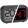 TFA Dostmann Sveglia da comodino digitale BINGO HYBRID con display LCD/LED, 60.2048, sveglia con display ibrido, batteria integrata e cavo USB-C, cambio automatico, data, snooze, nero