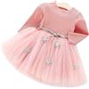 Hztyyier Tutu in Maglia a Maniche Lunghe per Neonato Abito in Tulle con Principessa Infantile e Gonna in Misto Cotone per Bambini(90-Rosa) Dresses