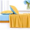 Ruggeri - Set Lenzuola Letto Matrimoniali 4 Pezzi in 100% Cotone, Lenzuolo con Angoli 170x200 cm, Lenzuolo Piatto 240x280 cm e 2 Federe Double 50x80 cm, Certificato Oeko-Tex (Giallo e Azzurro)
