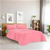 Ruggeri - Set Lenzuola Letto Matrimoniali 4 Pezzi in 100% Cotone, Lenzuolo con Angoli 170x200 cm, Lenzuolo Piatto 240x280 cm e 2 Federe Double 50x80 cm, Certificato Oeko-Tex - Rosa E Verde