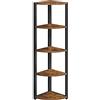 VASAGLE Mensola angolare a 5 Livelli, libreria ad Angolo, Mobile Multiuso per Soggiorno, Camera da Letto, Ufficio, Stile Industriale, Marrone Rustico e Nero LLS801B01