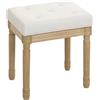 HOMCOM Poggiapiedi da Salotto Stile Rustico, Rivestito in Tessuto Effetto Lino con Gambe Intagliate in Legno Massiccio, Seduta Imbottita, Beige | Aosom Italy