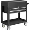 HOMCOM Carrello da officina, su rotelle con piano scorrevole, cassetti bloccabili, 130x38x80cm, Nero | Aosom Italy