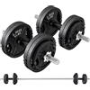 SPORTNOW Pesi per Palestra 2 in 1 da 42 kg con 14 Dischi, Bilanciere e Manubri, in Acciaio, 180x24x24 cm, Nero | Aosom Italy
