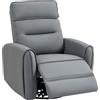 HOMCOM Poltrona Relax Reclinabile Manualmente con Poggiapiedi in Tessuto Effetto Pelle e Base Girevole, Grigio | Aosom Italy