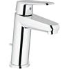 Grohe 23049002 Eurodisc Cosmopolitan Miscelatore Monocomando per Lavabo con Astina a Saltarello, Taglia S, Cromo