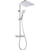 Görbach Colonna Doccia Acciaio Inox con Miscelatore, Colonna Doccia Rubinetto con Asta Doccia Regolabili e Termostatico, Set Doccia a Pioggia con Soffione 30×30 cm Cromo