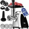 Bomann® tritacarne elettrico 1000W, accessorio per biscotti/spritz, 3 dischi trafila in metallo, funzione avanti e retromarcia, insaccatrice inclusa, corpo e coclea in metallo, FW 6067 CB