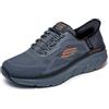 Skechers D'lux Walker 2.0 Rezinate Hands Free Slip-in da Uomo, Carbone/Arancione, 9.5 X-Wide