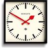 Newgate® Number Five Orologio a parete | Orologio moderno della stazione ispirato al retro quadrato | 40cm | Nero con mani rosse | Stile di metà secolo per cucina, soggiorno o ufficio
