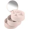 Wenko, porta cosmetici a torre, 3 scomparti, con specchio, in plastica, Plastica, Rose, 13 x 13 x 14 cm