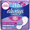 Always Thin Dailies Wrapped Liners, Unscented, 162 Count by Always