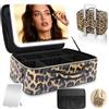 Suupvaor Grande borsa da viaggio per trucchi con specchio LED, custodia professionale per trucco da 38,1 cm con 3 modalità di colore, specchio illuminato dimmerabile, organizer per cosmetici con copertura in