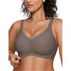 OEAK Reggiseni senza fili da donna in rete a V confortevole bralette di supporto reggiseno senza ferretto senza cuciture push up reggiseni per tutti i giorni 2XL grigio, Grigio, XX-Large