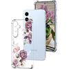 DiaryTown Cover per Samsung Galaxy S24 FE 5G Motivo Bello Trasparente Ultra Sottile TPU+PC Custodia in Silicone Antiurto Bumper Protettiva Case per Donne Ragazze per Galaxy S24 FE 5G - Peonia Viola