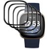 Gelaasso 4 Pezzi Pellicola Protettiva Compatibile con Fitbit Versa 3 / Fitbit Sense, [Resistente ai Graffi][3D Curved Full Cover] [Sensibile al Tatto] Pellicola Protettiva