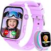 PTHTECHUS Smartwatch Bambini GPS 4G, Orologio Intelligente con Telefono, Videochiamata, Chat, SOS, Sveglia Contapassi, Camera, Modalità Classe, Gioco, Smart Watch per Ragazza e Ragazzo 4-12 Anni Regalo, Lavanda