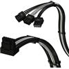 LINKUP - Cavo di Alimentazione PCIE 5.0 Angolo Destro 16Pin (12+4) to 3x8Pin | 16AWG Rivestito | Compatibile con GPU RTX50 & RTX40 & RTX30 FE | Progettato solo per PSU Corsair/ThermalTake | 70cm