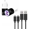 Sconosciuto Super Pack - Caricatore auto + cavo per Samsung Galaxy S10 Lite, caricatore auto ultra potente e veloce, 2 x USB 5 V/2,1 A + 1 A e cavo micro USB 1 m, cavo micro USB, colore: Nero