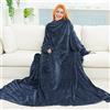FARFALLAROSSA Coperta con Maniche, Coperta Plaid Pile 170x200, Coperta Indossabile Flanella Divano Donna/Uomo, Leggera e Calda, Blu