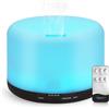 WD&CD Diffusore di Aromi, 1000ml Umidificatore Ultrasuoni con Telecomando/7 LED Colori/Spegnimento Automatico, Diffusore di Oli Essenziali per Spa, Venatura Del Legno Scuro