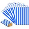 POPOYU 100 Pezzi Sacchetti Carta Blu Piccoli,13x18cm Buste Regalo Natale Sacchetti,Simpatico Babbo Natale Sacchetti Natalizi per Caramelle Cioccolatini Biscotti Regalini