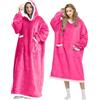 FEELJAM Coperta con maniche donna Coperta con cappuccio da uomo Coperta accogliente con maniche Per coperta TV per adulti (colore rosa acceso, 150 di lunghezza)