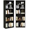 Furinno Jaya - Set di 2 librerie a 5 ripiani, con ripiano regolabile, 9,5 x 24,5 x 71 cm, per casa, ufficio, soggiorno, caffè