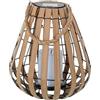 DRW Lampada lanterna solare da tavolo o pavimento in legno e metallo naturale e nero con candela LED 25x25x28 cm