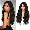 WIGNEE Parrucca da donna con capelli sintetici lunghi e ricci, da 66 cm, con riga centrale, traspirante, senza colla, con frangia, dall'aspetto naturale, da indossare e andare per tutti i giorni